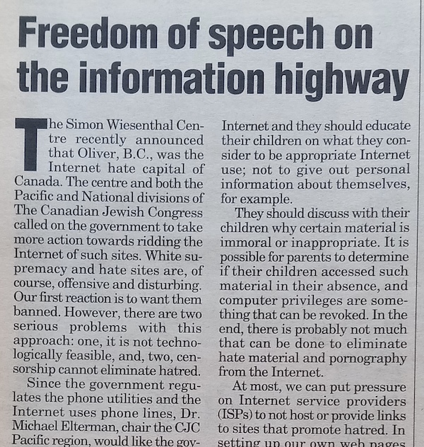 Feb. 6, 1998, editorial in the JWB