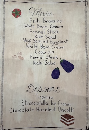 photo - The second page of the evening's menu