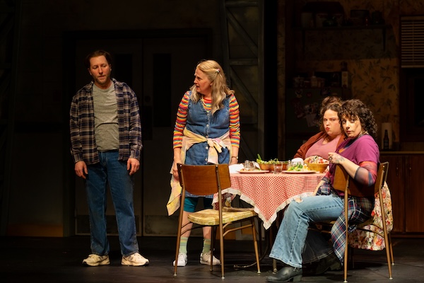 photo - Left to right: Josh Epstein, Lisa Horner, Steffanie Davis and Madeleine Suddaby in the Arts Club Theatre Company’s production of Kimberly Akimbo, now at the Stanley until May 3