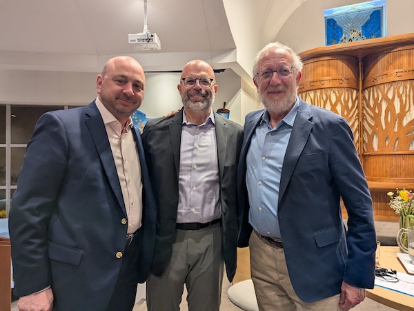 photo - Left to right: Jewish Federation of Greater Vancouver chief executive officer Ezra Shanken, Temple Sholom Senior Rabbi Dan Moskovitz and commentator and author Yossi Klein Halevi