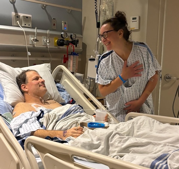 photo - Jordan Zwicker and Debbie Litvack after Zwicker’s kidney transplant last November. Litvack donated the organ