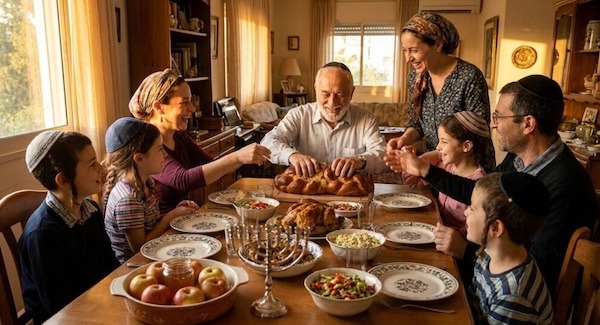 photo - people eating around a table