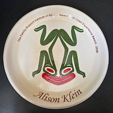 photo - Alison Klein received a 2026 Celebration of Families Award, the commemoration of which was created by Gitx’san artist Ryley Jensen Fisk