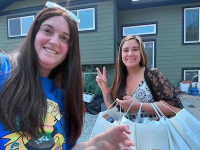 photo - Gift bags full of essentials were delivered to Okanagan Indian Band Westside Road evacuees, many of whom lost their homes in the fir