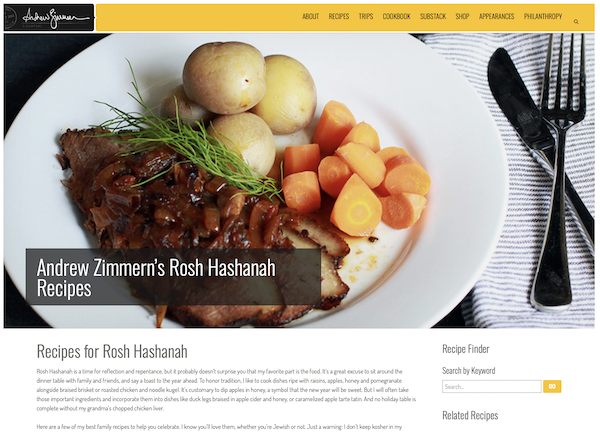 screenshot - Chef, restaurateur and media personality Andrew Zimmern’s website offers many special holiday recipes