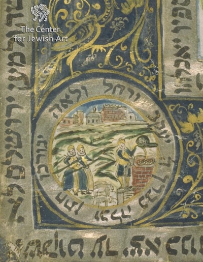 photo - One of the ketubah’s roundels, located in the lower left corner, features Jacob drawing water from a well on the right. Two young women, possibly Rachel and Leah, stand on the left and a flock of sheep stands at the centre. A Hebrew inscription encircles the scene: “May the groom and bride be blessed as the lord blessed Jacob, Rachel and Leah"