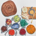 image - Rosh Hashanah seder plate, illustration by Cynthia Ramsay