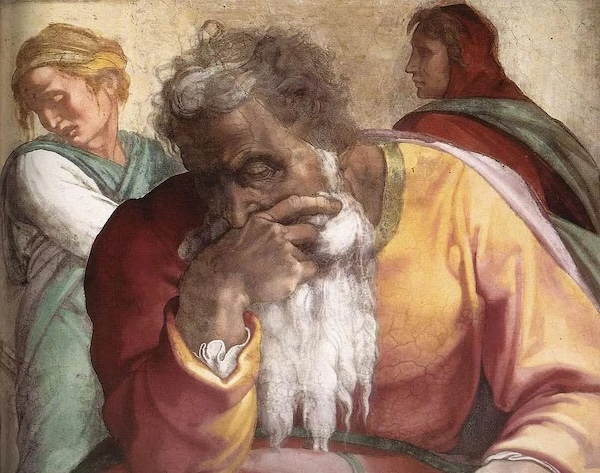 image - “Profeti: Jeremiah” by Michelangelo, created circa 1508-1512