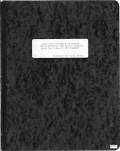 image - cover of the 618-page study “Nazi War Criminals in Canada: The Historical and Policy Setting from 1940 to the Present” by historian Alti Rodal
