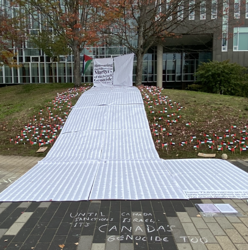 photo - Outside the Nest at the University of British Columbia, where Jewish students and others were commemorating those murdered and kidnapped by Hamas on Oct. 7, 2023, a Palestine Solidarity Action UBC rally was held, “Honouring the Palestinian Martyrs of the Israeli Genocide”